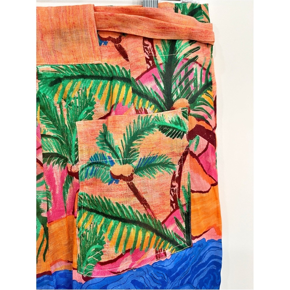 Scotch & Soda Summer Edition Linen Beach Print Belt Shorts Small Tropical Resort - Picture 10 of 13